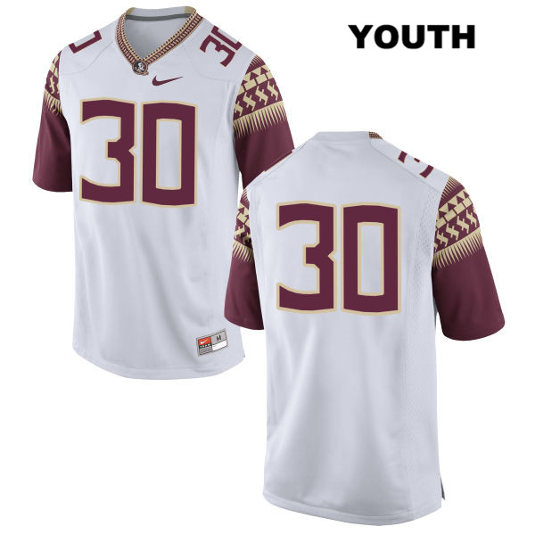 Youth NCAA Nike Florida State Seminoles #30 Jalen Wilkerson College No Name White Stitched Authentic Football Jersey AYK2169PL